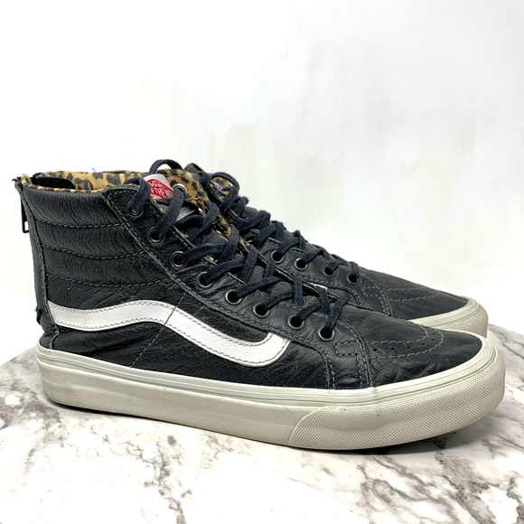 Vans Shoes - Vans Sk8-Hi Black Leather Lace Up High-Top Sneakers 7.5 Grunge Whimsigoth Skater